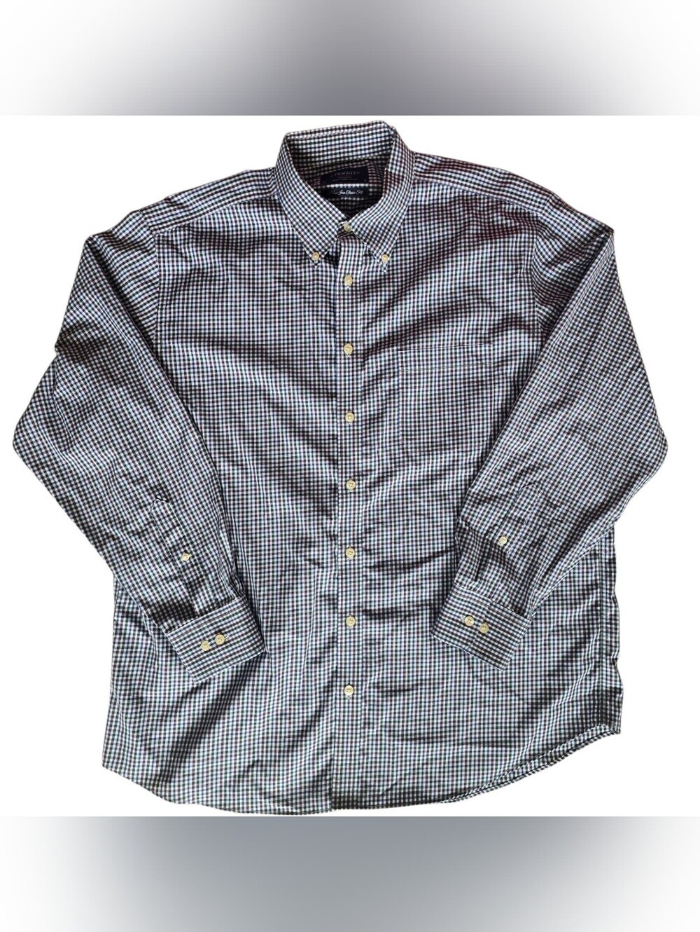 charles tyrwhitt gingham Blue Green Non Iron Classic Fit XL